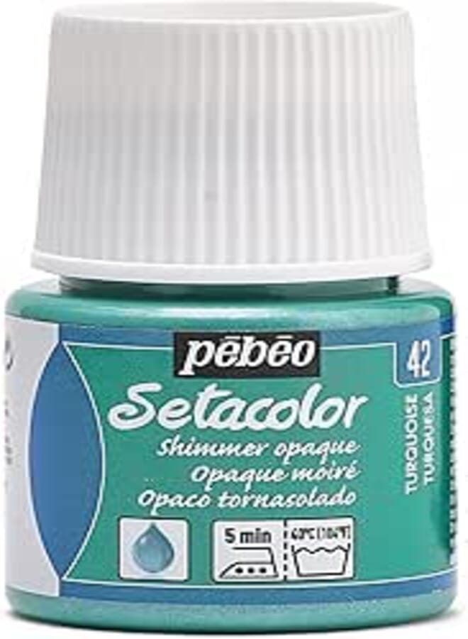 Pebeo Setacolor Opaque Fabric Paint 45-Milliliter Bottle, Shimmer Turquoise